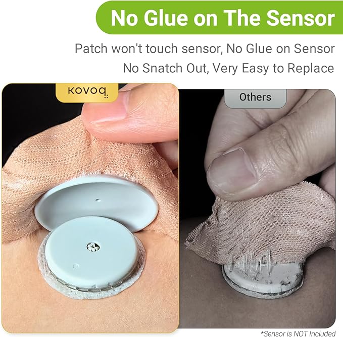 40-Pack Libre 2 & Lingo Sensor Covers, Kovoq Freestyle Libre 2 Sensor Waterproof Patches, 2 Hard Covers for Reliable Protection Against Bumps and Scratches, Breathable and Hypoallergenic (TAN)
