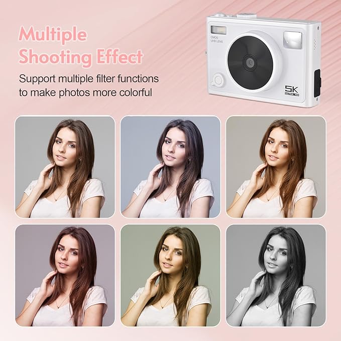 Andoer 5K Digital Camera WiFi Digital Video Camera 72MP Dual Lens 2.8 Inch IPS Screen Auto Focus 18X Digital Zoom LED Flash Color Filters Birthday Festival Gift for Students Teenagers Friends