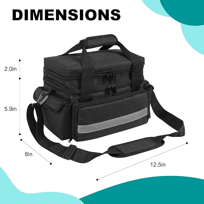 Medicine Organizer with Adjustable Divider, Double-Layer Medicine Bottle organizer Storage, Portable Home Health First Aid Bag, Medicine Organizer Box for Emergency Medications (Bag Only)