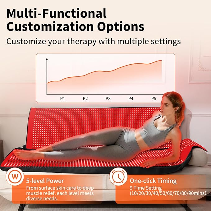 Red Light Therapy Mat for Full Body, Largest 2704LEDs Near Infrared Light Therapy Pad, 660nm& 850nm 2in1 LEDs Light Blanket, High end Leather, 5 Power Levels UP to 288W, 73"x36"