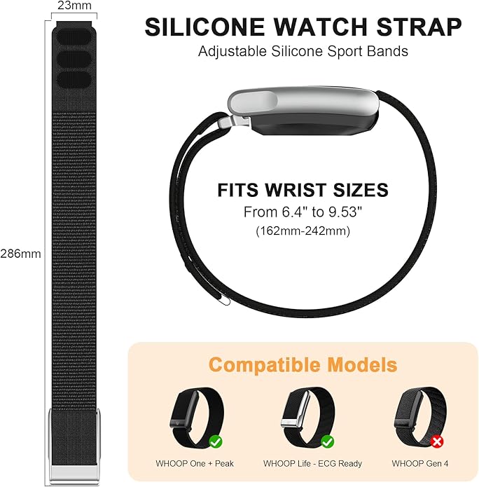 Nylon Bands Compatible with WHOOP 5.0/MG SportFlex - ECG Strap, Adjustable Soft Comfortable Breathable Replacement Stretchy Wristband for Whoop 5.0 Sleep, Accessory for Health & Fitness Wearable