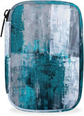 Abstract Turquoise Gray Travel Pill Organizer Box Weekly Portable Pill Case Daily Pills 7 Day Small Birth Control Pills Container Removable Compartments for Medicine Vitamins Fish Oil