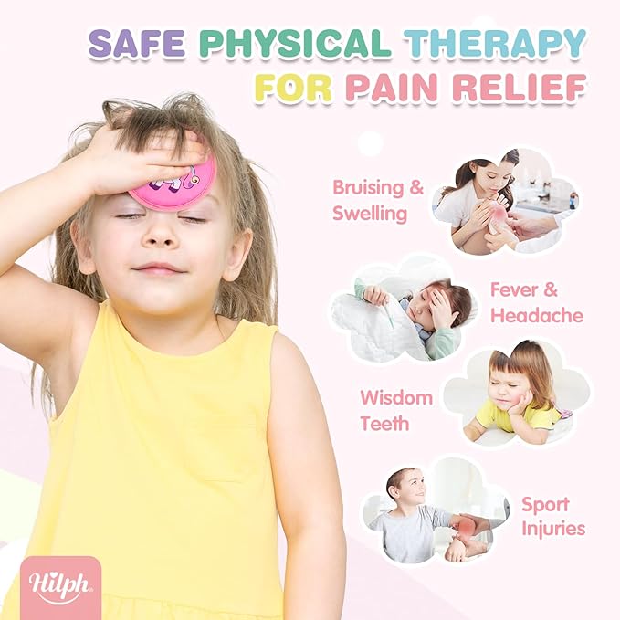 Hilph Kids Ice Packs for Boo Boos, Reusable 3 Pack Gel Ice Packs for Toddlers & Children Injuries, Soft Small Hot & Cold Pack for Bumps, Bruises, Fever, Toothache, Get Well Gifts
