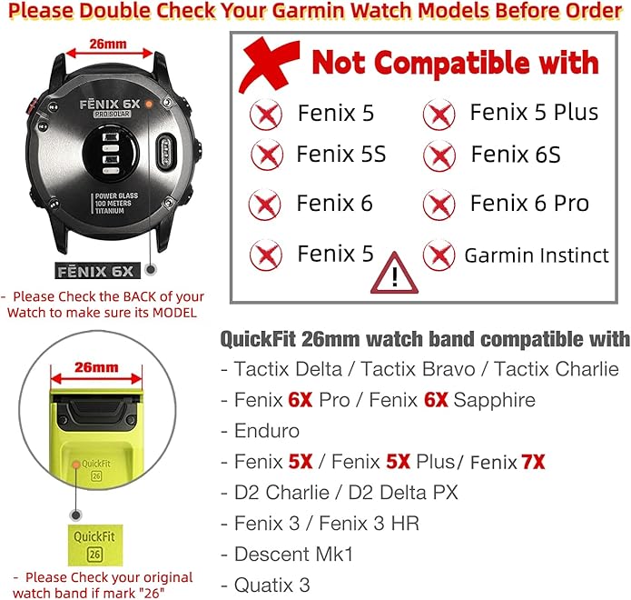 Custom Fit by Wrist Size, Small & Large Wrists, for Garmin Nylon Watch Band –– Compatible with QuickFit 20mm / 22mm / 26mm, Fenix 7, Instinct 2X, Forerunner, Epix, Tactix, MARQ, quatix, Approach