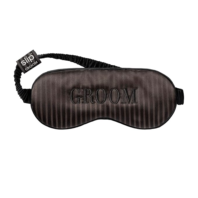 slip Sleep Mask - 100% Pure 22 Momme Mulberry Silk Eye Mask - Comfortable Sleeping Mask with Elastic Band + Pure Silk Filler and Internal Liner, Bridal Collection: Groom