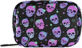 MNSRUU Pill Organizer Bag Weekly Pill Organizer Case Goth Stars Purple Skulls Portable Small Daily Pill Boxes for Vitamin Fish Oils Supplement Holder with Zipper Compact Size