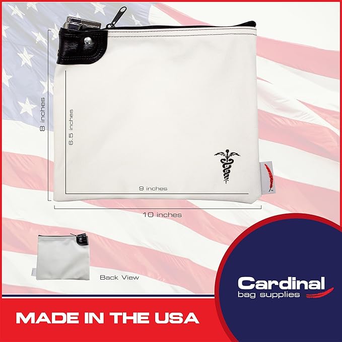 Medication Organizer Key Lock Bag, Travel Pill Organizer Medication Lock Bag with 2 Keys, Heavy Duty Lock System Medicine Lock, Pill Pouch, 8 x 10 inch (White)
