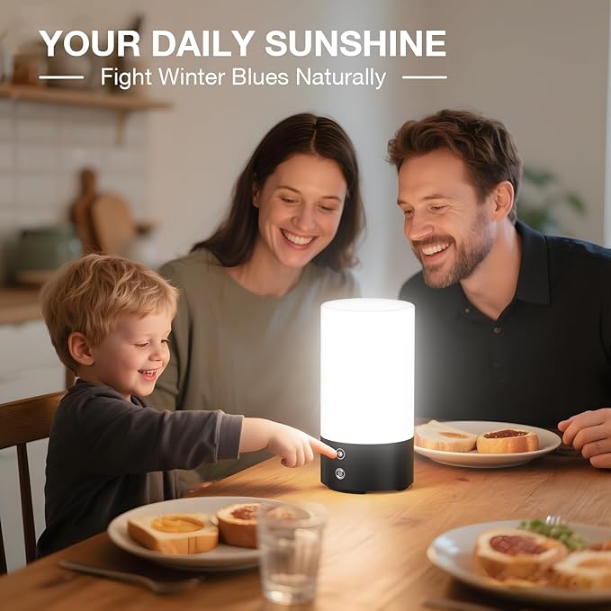 Light Therapy Lamp 10,000 Lux UV-Free Sun Lamp, Full Spectrum 98 CRI Ra98 Flicker-Free, 3 Color Temperatures, 4 Brightness Levels, Timer, Memory & Remote – 360° Sunlight Lamp for Home Office