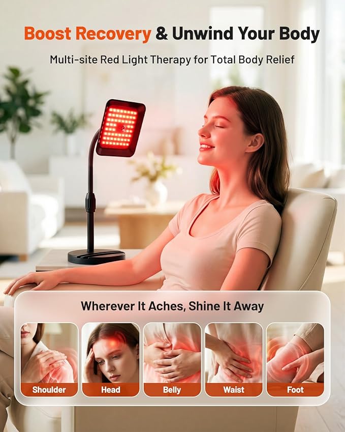 Red Light Therapy for Face and Body, 3 LED Wavelength 660nm 730nm 850nm Infrared Light Therapy Desk Lamp with 360°Adjustable Head & Phone Stand, Home Office Travel Portable Use w/Glasses, Ideal Gift