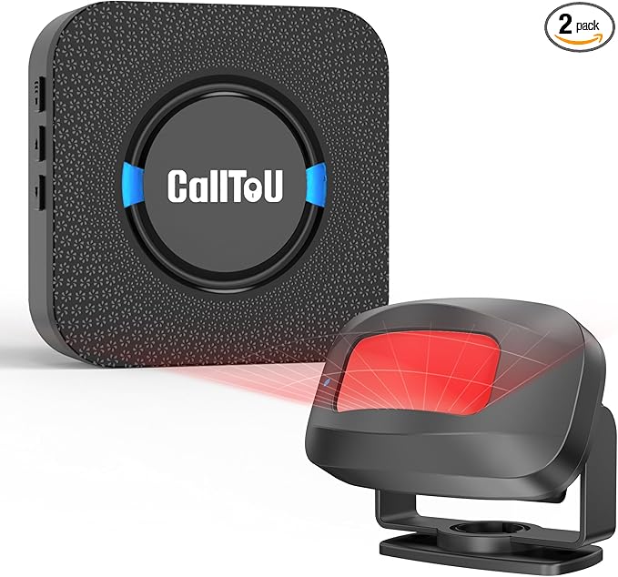 CallToU Wireless Motion Sensor Alarm Indoor Motion Detector Alarm Bed Alarms for Elderly Dementia Patients, Motion Sensor Door Chime for Business/Home/Office/Store with 500FT Range 5 Adjustable Volume