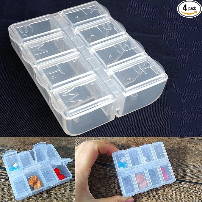 Clear Weekly Pill Case Pill Storage Box Transparent Travel Pill Organizer Food Grade PP Material Convenient to Carry (1)