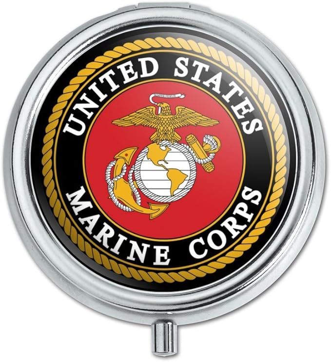 GRAPHICS & MORE Marines USMC Emblem Black Yellow Red Officially Licensed Multi-Purpose Pill Case