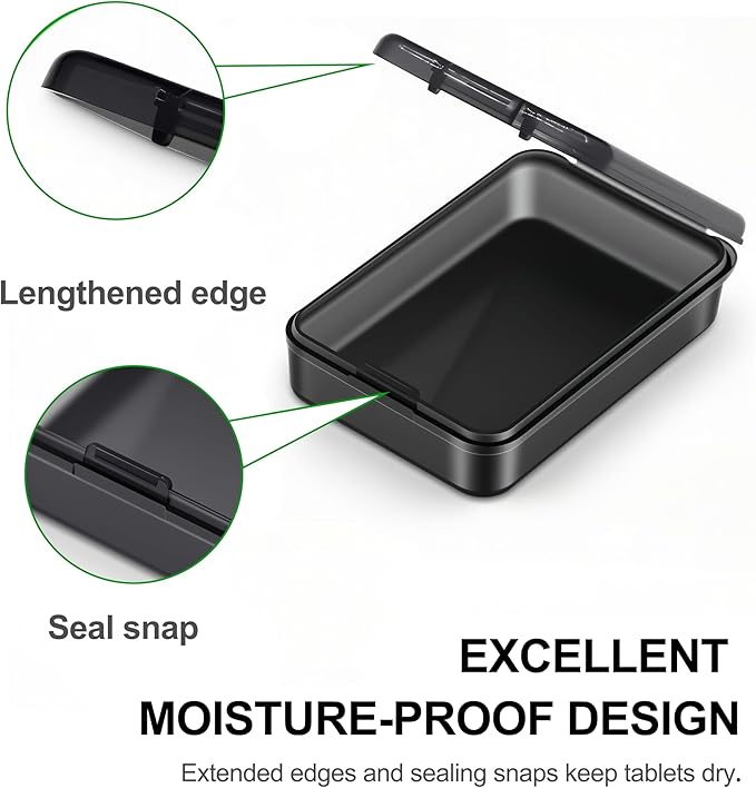 6 PCS Small Pill Box, Tiny Pill Case,Mini Clear Plastic Storage Containers Cute Travel Pill Organizer Case Portable for Pocket Purse Briefcase (Black)