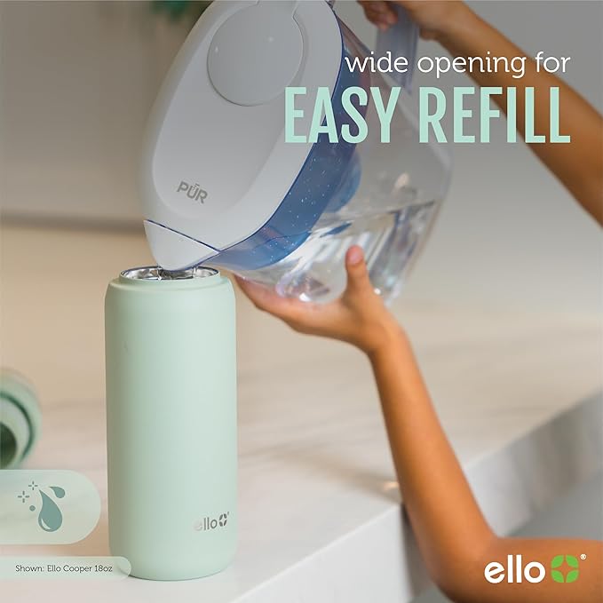 Ello Cooper 18oz Kids Stainless Steel Water Bottle with Straw and Carry Handle, Double Walled and Vacuum Insulated Metal, Leak Proof Locking Lid with Soft Silicone Spout, Reusable, BPA Free, White