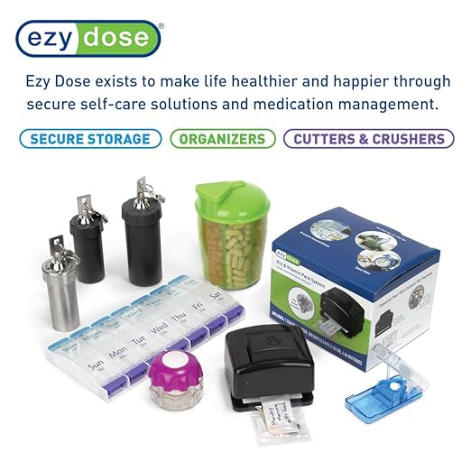 EZY DOSE Weekly (7 Day) 4 Times a Day Push Button Pill Organizer and Vitamin Planner, Removable Daily Pillboxes, Purple, Clear Lids, Small