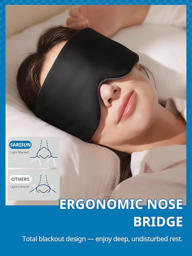 Sleep Mask,Eye Masks for Sleeping,for Women/Men/Nap/Travel/Yoga, Dual-Side Blackout Eye Covers for Side Sleeper,No Strap Desigh,Adjustable Band,Pressure-Free,Wrapped Around Dark Purple