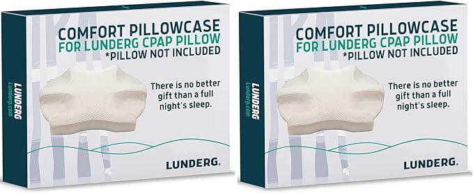 Lunderg Comfort Pillowcase Replacement for Our Memory Foam CPAP Pillow - Premium Comfort Fabric - Pillow NOT Included (Pack of 2)