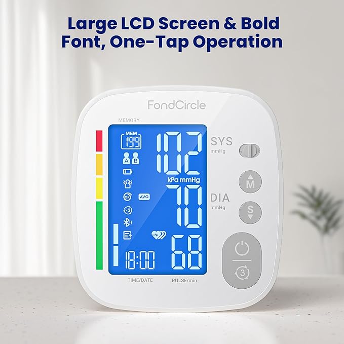Blood Pressure Monitor for Home Use Extra Large Cuff Automatic Digital Blood Pressure Machine 15.7-20.5'' Adjustable Blood Pressure Cuff - Backlit LCD Display 2x199 Memories