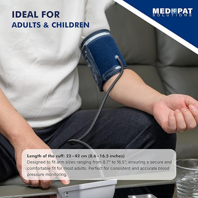 Med-Pat BP-S Arm Blood Pressure Monitor - 4.7" HD LCD Screen - 2 Users x 300 Memories Plus Guest Mode - Irregular Heartbeat Detection - Hold Still Indicator - Portable Square Design