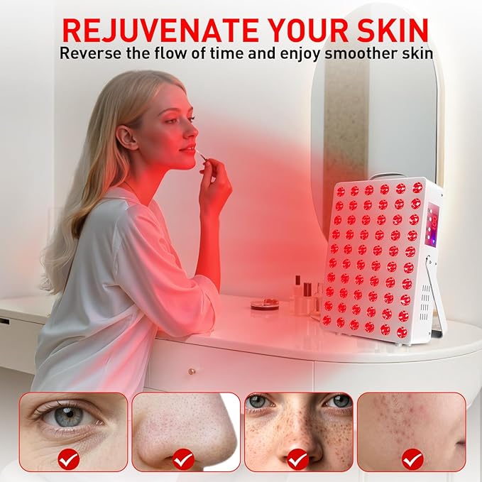 Red Light Therapy for Face Body Infrared Light Therapy for Body 150W with 60 Dual Chip LEDs with 660nm & 850nm Near Infrared LED Red Light Therapy Panel at Home 3 Modes Adjustable Brightness and Timer