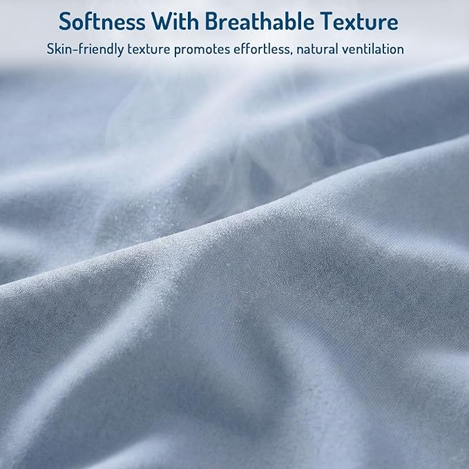 Degrees of Comfort Coolmax® Cooling Bed Sheets King Size for Hot Sleepers, Moisture Wicking Sheet Set for Night Sweats, Deep Pocket, Ultra Soft, Cozy for All Seasons, Light Blue 4 Pieces