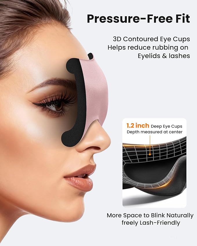 Sleep Mask for Men Women 3 Pack: 100% Blackout Eye Masks for Sleep - Zero Eye Pressure Eye Cover for Lash Extensions - Sleeping Mask for Airplane Travel Essentials Night