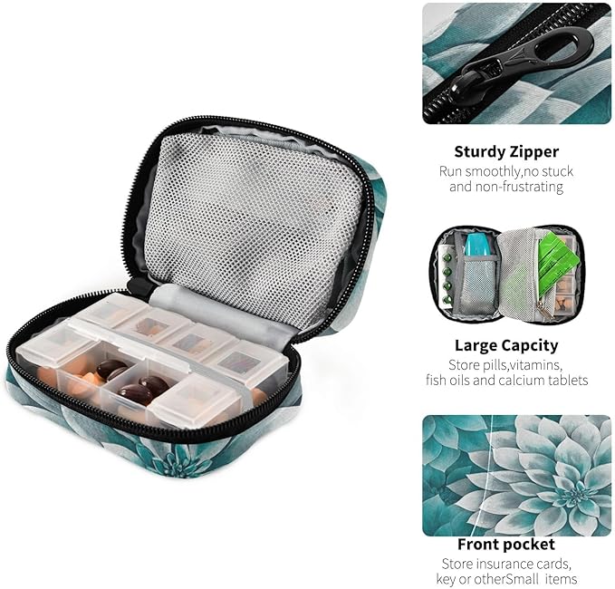 Travel Pill Case Abstract Floral Flower Weekly Small Pill Box 7 Day Pill Box Pill Organizer Bag