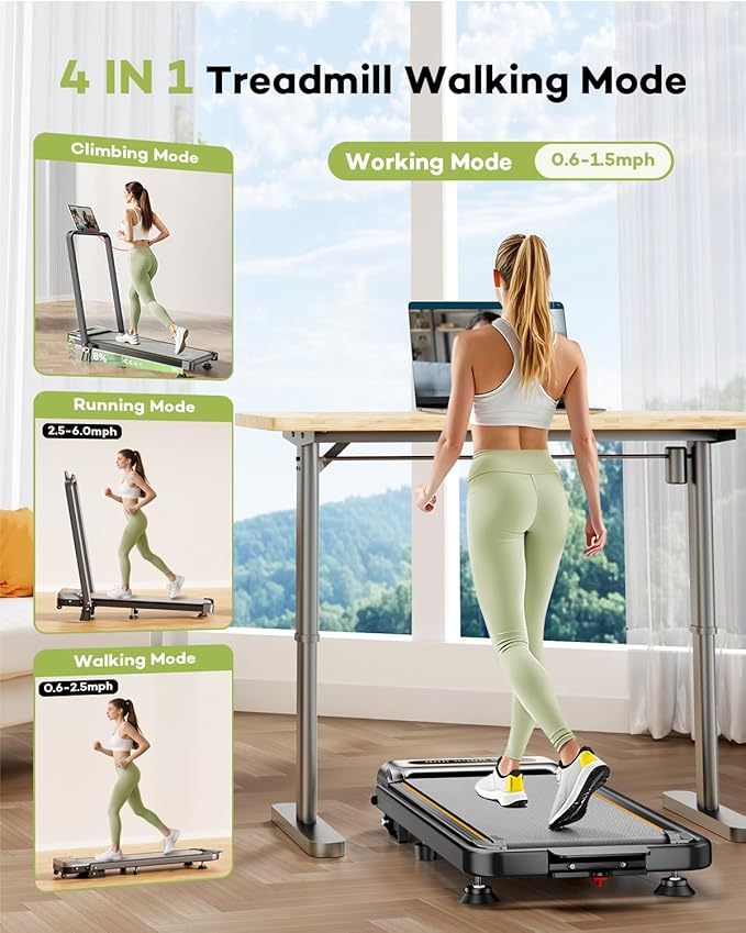 Foldable Treadmill with 10% Incline, 3.5HP Low Noise Walking Pad Treadmill with Handle Bar, Rayspace 4 in 1 Portable Under Desk Treadmills for Home/Office, 350 Lbs Capacity, APP & Remote Control