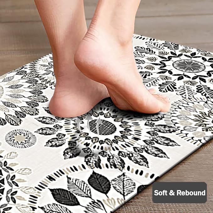 Sofort Kitchen Mat, Cushioned Anti Fatigue Kitchen Rug Set, 2 Pieces Non Slip Waterproof Kitchen Mats for Floor, Comfort Heavy Duty Standing Mat for Kitchen, Laundry, Sink, Office, Desk