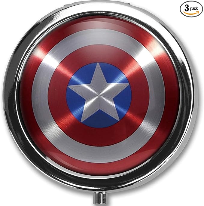 American Flag Custom Round Silver Pill Box Pocket 2.1 inches Medicine Tablet Holder Organizer Case