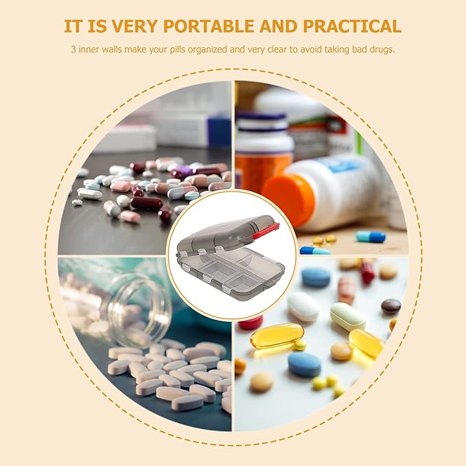 rosenice Travel Medicine Box Portable Pill Organizer with 10 Compartments Compact Waterproof Pill Container for Travel Camping Outdoor Use
