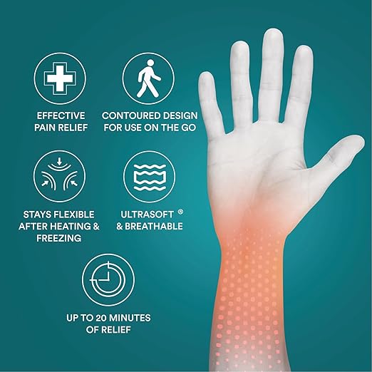 HoMedics Hot and Cold Relief Gel Hand Sleeve, Heat or Ice Therapy for Hand, Wrist, and Thumb, Soft-Touch Stretch Fabric, Contoured Hydrogel Design for Comfort and Relaxation