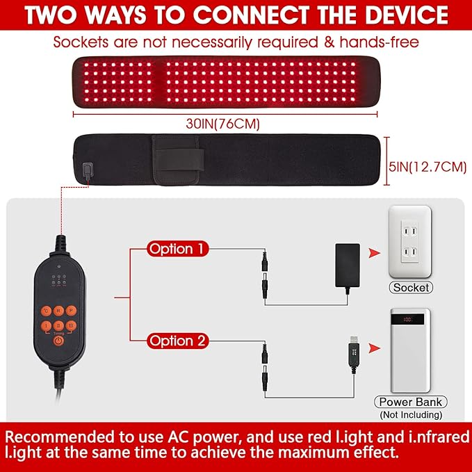 JOBYNA Red L.Ight & I.nfrared L.Ight for Foot or Body, 150PCS 640/660nm Red L.Ight & 850nm I.nfrared L.Ight for Foot, 3 Level Temperature, 10/20/30mins Timer and Pulse Mode