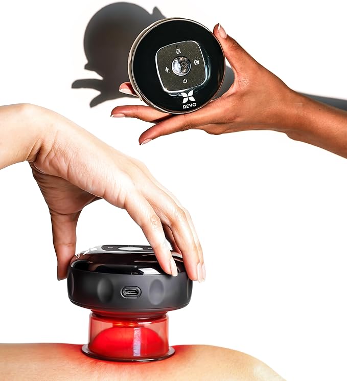 REVO The Original 4-in-1 Smart Cupping Therapy Massager, Red Light Therapy for Targeted Pain Relief, Knots, Aches, Muscle Soreness, Circulation & Tighter Skin, Portable Electric Massager- 2 Pack