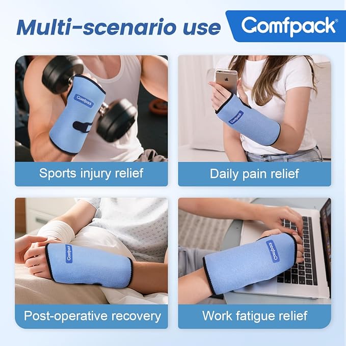 Wrist Ice Pack Wrap for Carpal Tunnel Relief, FSA Eligible, Gel Ice Pack for Injuries Reusable for Hand Pain Relief, Hot Cold Compression Wrist Brace for Surgery Recovery, Gift