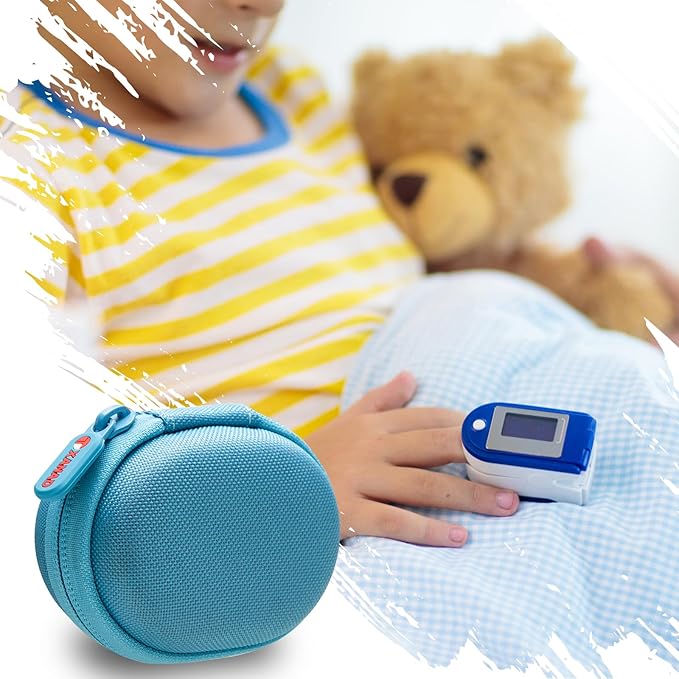 XANAD Pulse Oximeter Case for Zacurate, Innovo, Vibeat, iHealth, Santamedical, Children Fingertip Pulse Oximeter Blood Oxygen Saturation Monitor,Case Only (Peacock)