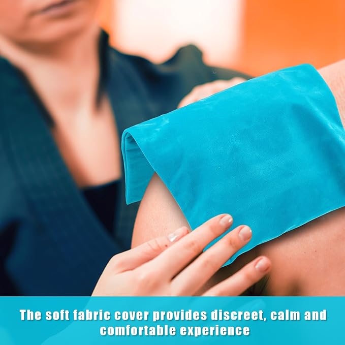 Paterr 5 Pcs Soft Flannel Cold Pack Sleeves Reusable Washable Fabric Cover for Protective Hot Ice Cover, Cold Pack Not Included, Blue(10"x14")