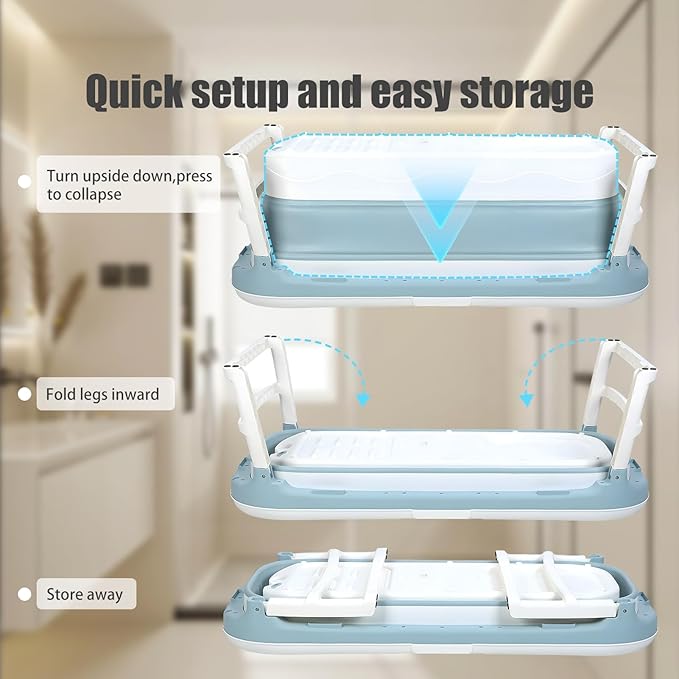 Portable Tub for Adults, Ice Bath Tub, Foldable Bathtub for Adults, Bathtub for Shower, Ice Bath, Sitz Bath, Portable Camping Shower, Freestanding Bathtubs 46 Inch
