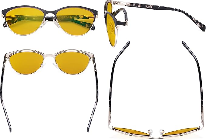 Eyekepper Ladies Cateye Blue Light Filter Glasses - Digital Eyegalsses Blocking Computer Screen UV Rays - Anti Glare Filter Reduce Eye Strain Amber Filter - Black