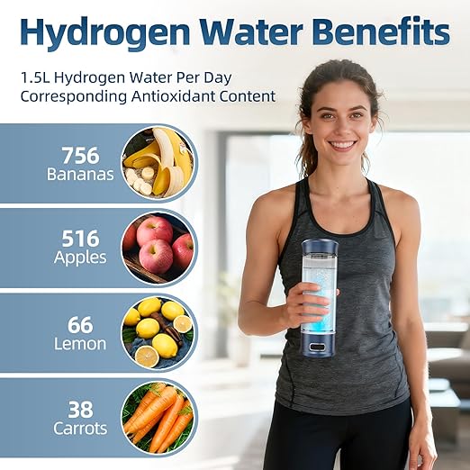 Hydrogen Water Bottle, 1500ppb Hydrogen Water Machine with SPE/PEM Technology, Alternative for Hydrogen Water Pitcher, Water Ionizer, Hydro Water Bottle for Health