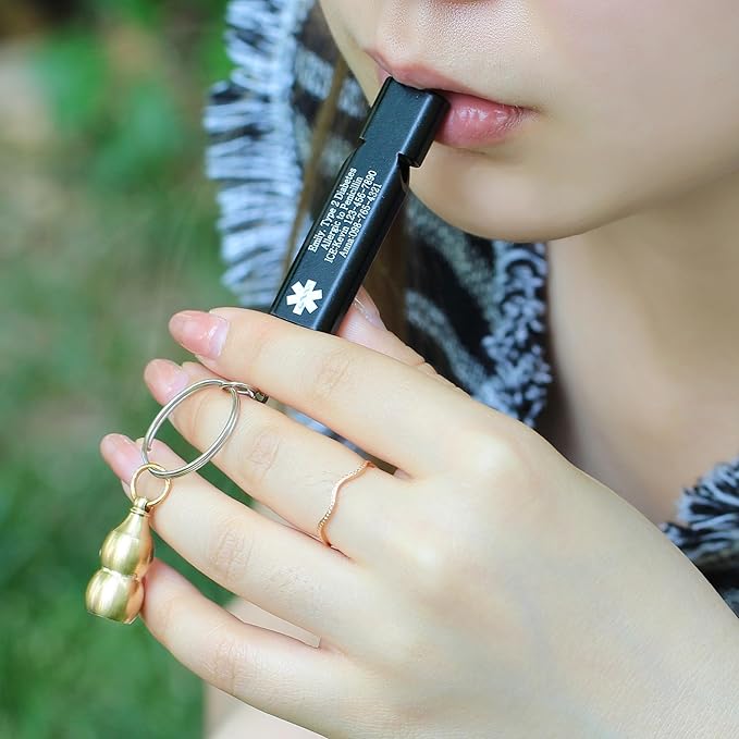 Medical Keychain with Gourd Pill Case – High Pitch Dual Tube Survival Whistle YA6000