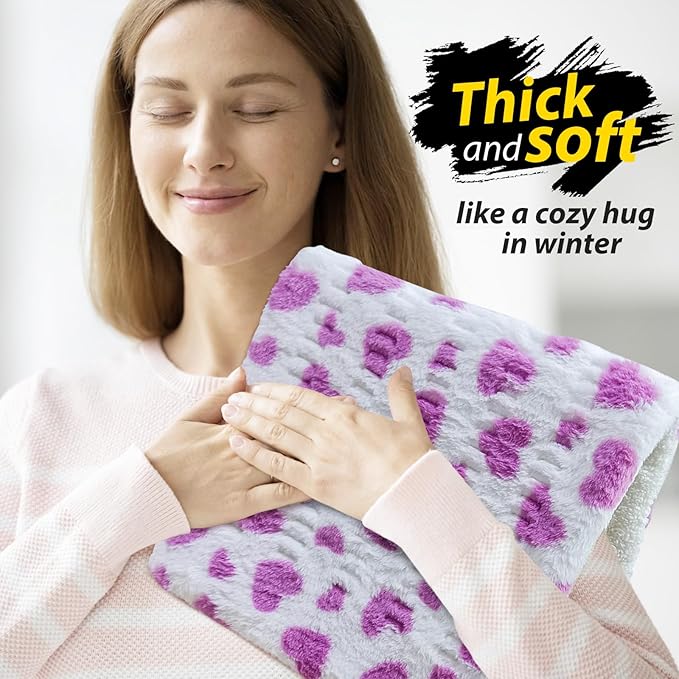 ZXU Heating Pad for Back Pain Relief, Ultra Soft Sherpa Heating Pad for Cramps Relief with 12 Heat Setting and Auto Shut Off Function, Moist Heat Option, Machine Washable, Stay on Electric Heated Pad