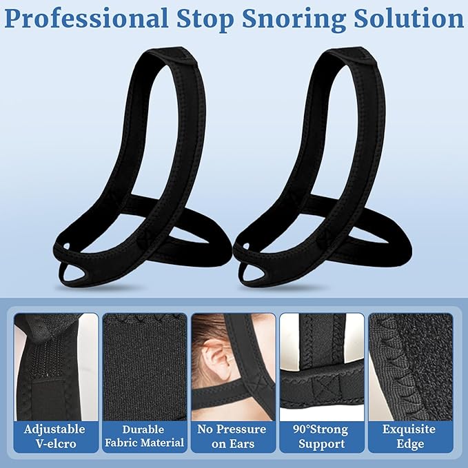 Snoring Chin Strap for Users, 2 Pack Adjustable Jaw Support Chin Strap to Keep Mouth Closed, Soft Snoring for Men Women, Lightweight Reusable, Snoring Dry Mouth, Easy Using