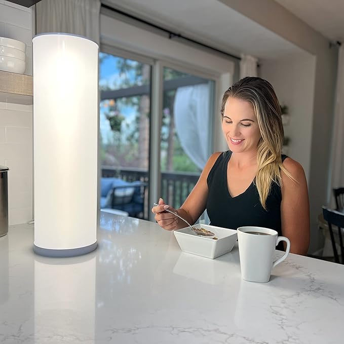 Light Therapy Lamp, 24in 10,000 LUX - LED Mood and Sunlight Lamp with 360 Degree Light Therapy to Fight Low Energy and Sunlight Deprivation for Home and Office Use, White