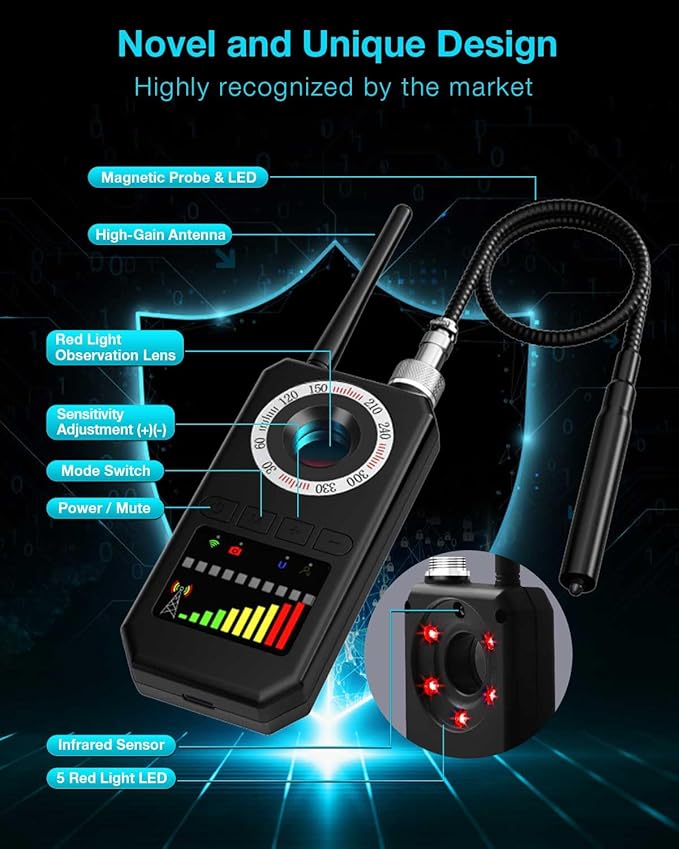 Hidden Camera Detectors,Bug Detectors, GPS Tracker Detector,Hero Privacy Pen, rf Detector,Anti spy Detector,Listening Device Detectors in Travel,Car,Bath,Office,Hotel to Protect Privacy;（Black）