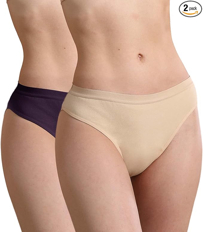 Washable Incontinence Underwear for Women, 2 oz Ladies Leak Proof Briefs for Postpartum Bladder Control 2 Pack (Berry-Beige, M)