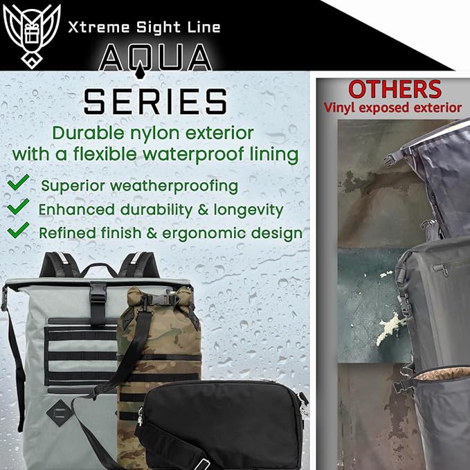 Xtreme Sight Line ~ AQUA RT Large Water-Proof Faraday Backpack/Small LITE Faraday Bag Combo ~ Tracking/Hacking Defense ~ Woodland Camo
