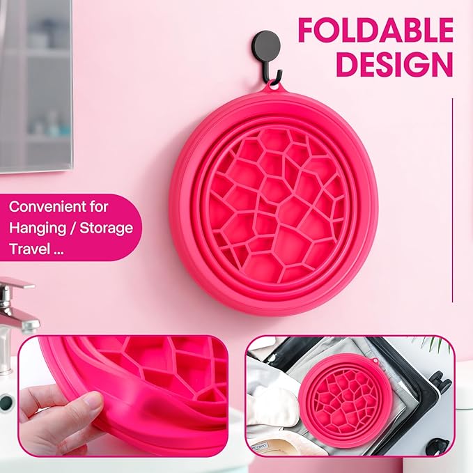 Portable Facial Ice Bath Bowl - Foldable Silicone Bowl with Built-In Ice Tray for Skincare, Suitable for Skin Facial Icebath at Home (Rose)