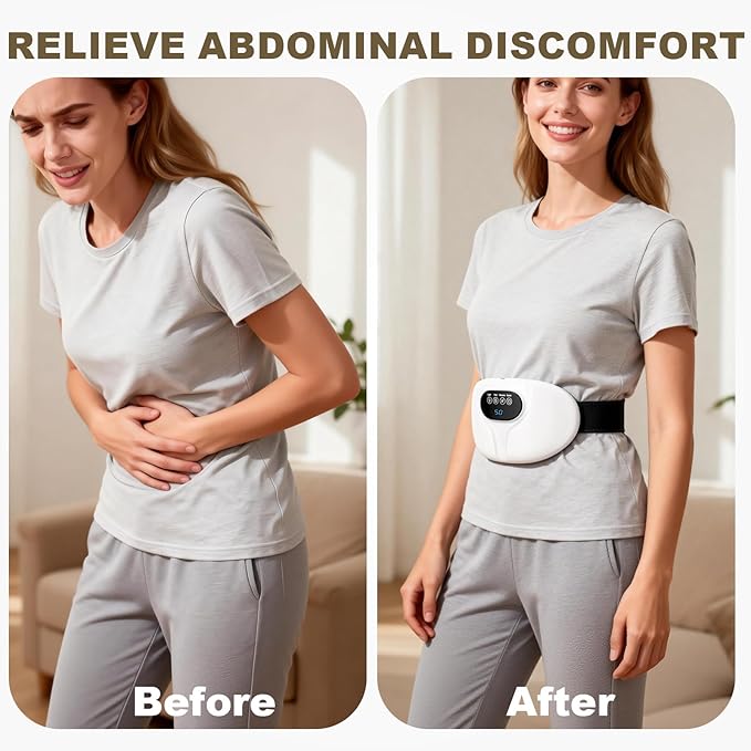 3-in-1 Electric Abdominal Massager with Heating Pad, Stomach Massage for Digestion Support, Hot Stone Heating Pad with Vibration, Rechargeable Belly Massager for Abdominal Comfort, Relaxing