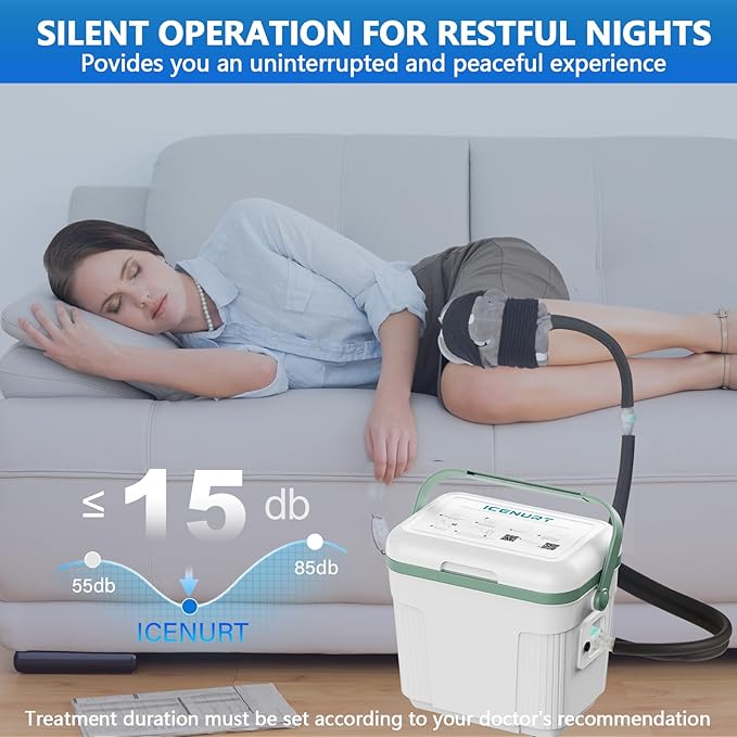Cold Therapy Machine with Programmable Timer, Ice Machine for Knee After Surgery, Knee Replacement Recovery System, Cryotherapy Pain Relief w/Compression Pad